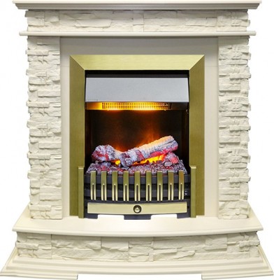 Каминокомплект Dimplex Luzern - Слоновая кость с очагом Danville Antique Brass FB2