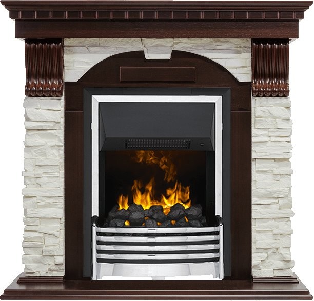 Каминокомплект Dimplex Dublin - Темный дуб / Сланец белый с очагом Flagstaff