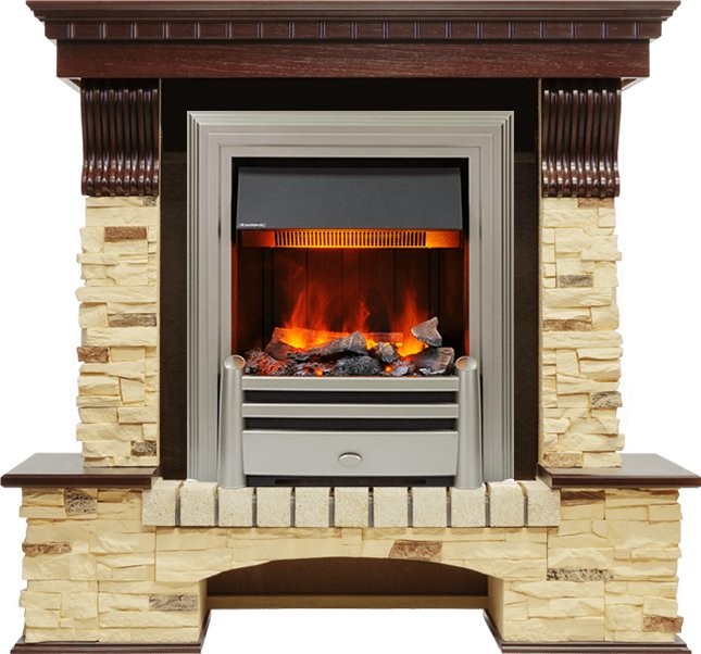 Каминокомплект Dimplex Pierre Luxe угловой - Темный дуб / Сланец с очагом Chesford