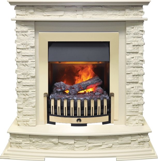 Каминокомплект Dimplex Luzern - Слоновая кость с очагом Danville Brass FB2