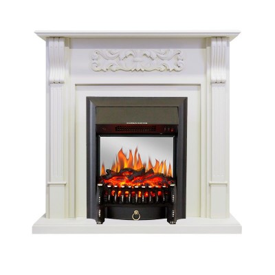 Каминокомплект Royal Flame Venice - Фактурный белый с очагом Fobos FX M Black
