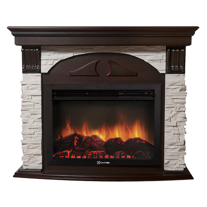 Портал Firelight Torre 30S камень белый, темный дуб