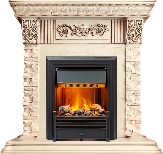 Каминокомплект Dimplex Luxemburg - Сланец/Cлоновая кость с патиной с очагом Brookline Black