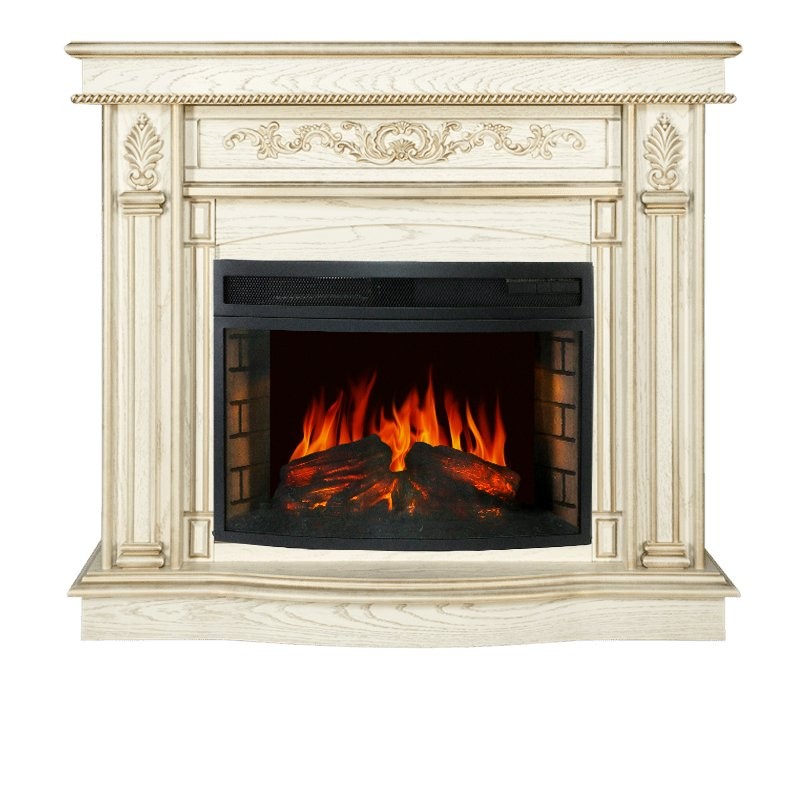 Каминокомплект Royal Flame Cardinal - Белый дуб, патина золото с очагом Dioramic 25 LED FX