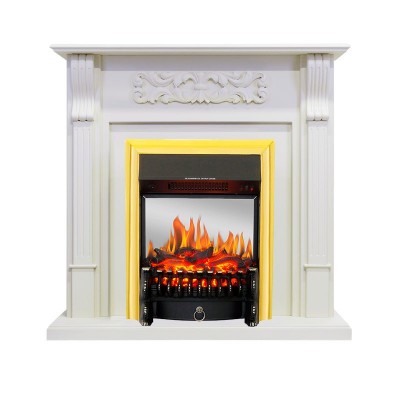 Каминокомплект Royal Flame Venice - Фактурный белый с очагом Fobos FX M Brass