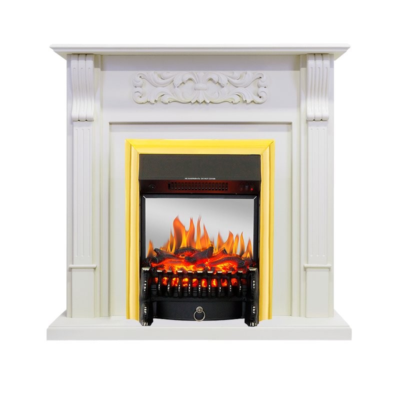 Каминокомплект Royal Flame Venice - Фактурный белый с очагом Fobos FX M Brass