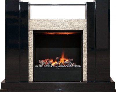 Каминокомплект Dimplex Rockwell - Черный лак, слоновая кость с очагом Albany