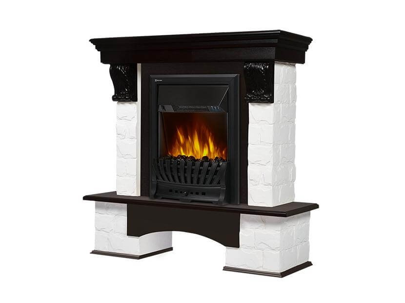 Electrolux Forte Classic камень белый, шпон венге с очагом Fobos FX Black