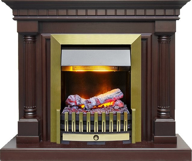 Каминокомплект Dimplex Dallas - Темный дуб с очагом Danville Antique Brass FB2