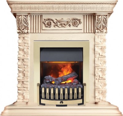 Каминокомплект Dimplex Luxemburg - Сланец/Cлоновая кость с патиной с очагом Danville Brass FB2