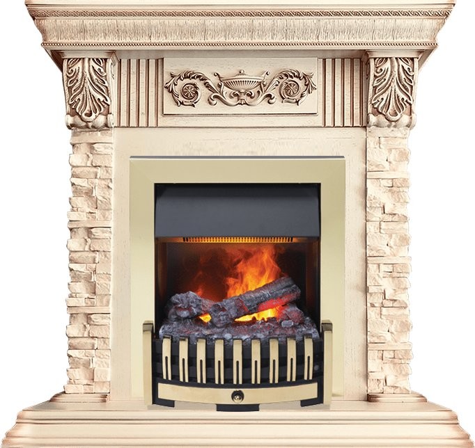 Каминокомплект Dimplex Luxemburg - Сланец/Cлоновая кость с патиной с очагом Danville Brass FB2