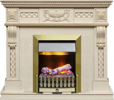 Каминокомплект Dimplex Corsica - Слоновая кость с патиной с очагом Danville Antique Brass FB2