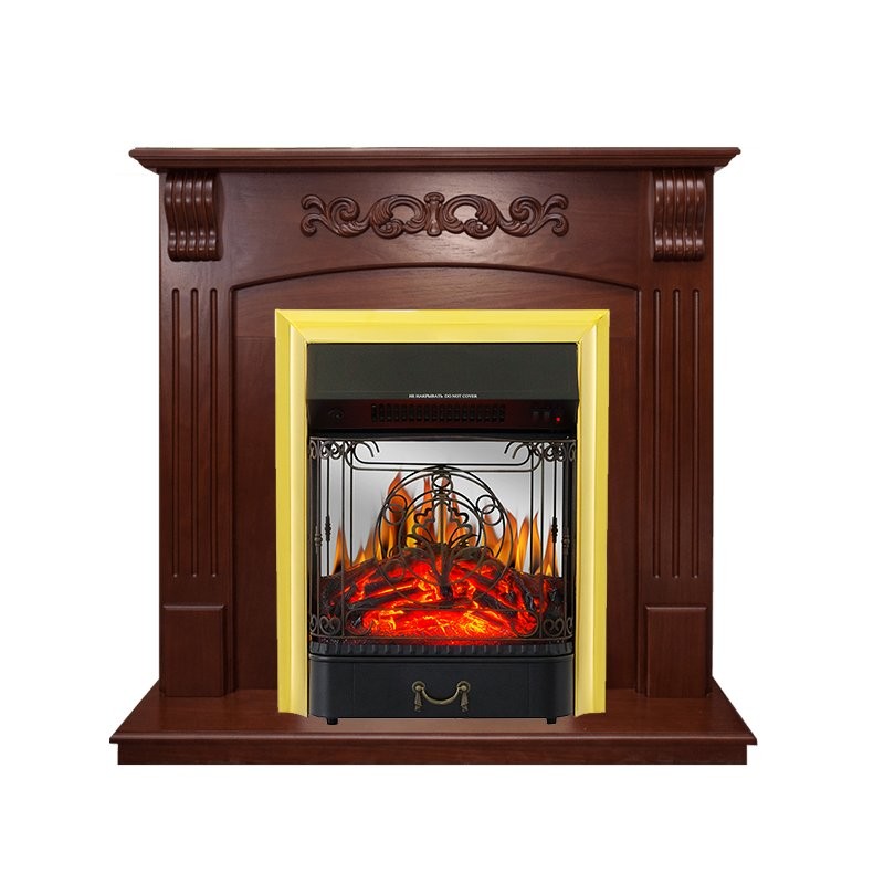 Каминокомплект Royal Flame Sorrento угловой - Орех с очагом Majestic FX M Brass