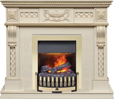 Каминокомплект Dimplex Corsica - Слоновая кость с патиной с очагом Danville Brass FB2