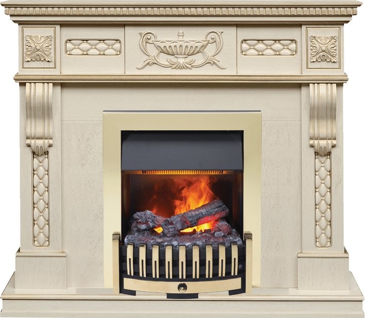 Каминокомплект Dimplex Corsica - Слоновая кость с патиной с очагом Danville Brass FB2