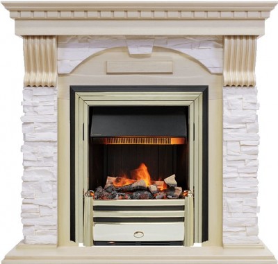 Каминокомплект Dimplex Dublin - Слоновая кость с патиной / Сланец крем с очагом Cavendish