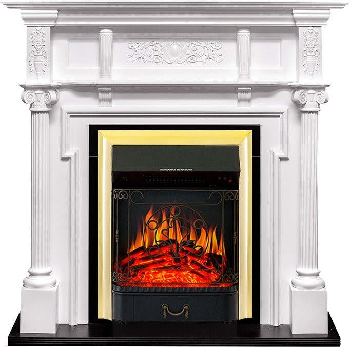 Каминокомплект Royal Flame Oxford - Белый с очагом Majestic FX Brass