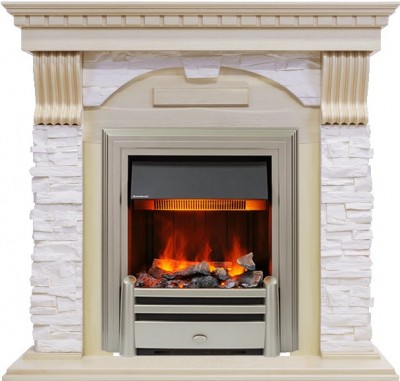 Каминокомплект Dimplex Dublin - Слоновая кость с патиной / Сланец крем с очагом Chesford