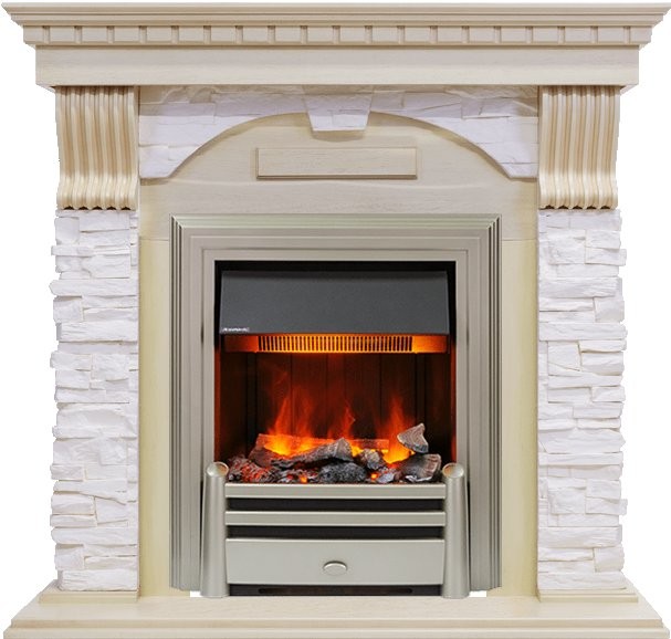 Каминокомплект Dimplex Dublin - Слоновая кость с патиной / Сланец крем с очагом Chesford