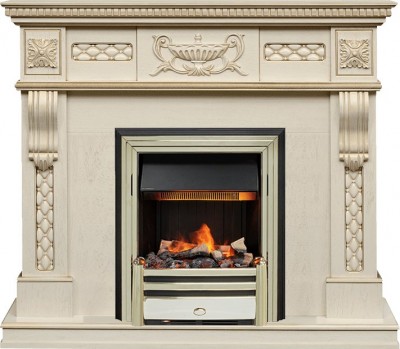 Каминокомплект Dimplex Corsica - Слоновая кость с патиной с очагом Cavendish