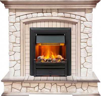 Каминокомплект Dimplex Preston - Белый/Слоновая кость с патиной с очагом Brookline Black