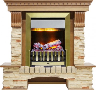 Каминокомплект Dimplex Pierre Luxe - Дуб / Сланец с очагом Danville Antique Brass FB2