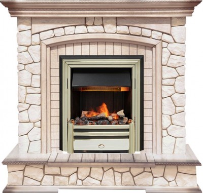 Каминокомплект Dimplex Preston - Белый/Слоновая кость с патиной с очагом Cavendish