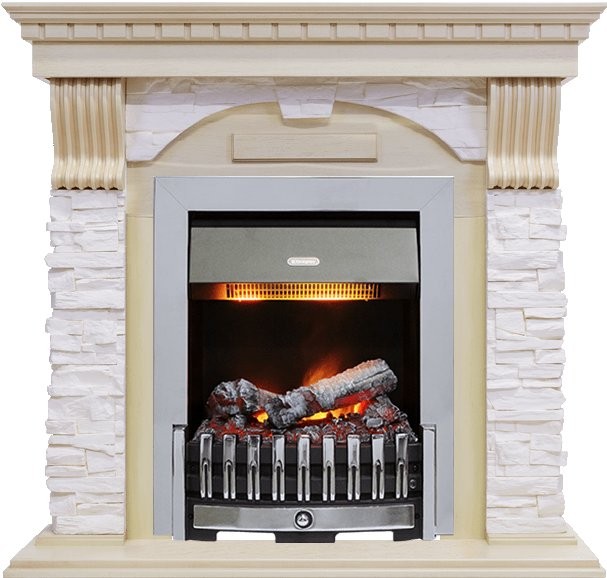 Каминокомплект Dimplex Dublin - Слоновая кость с патиной / Сланец крем с очагом Danville Chrome FB2