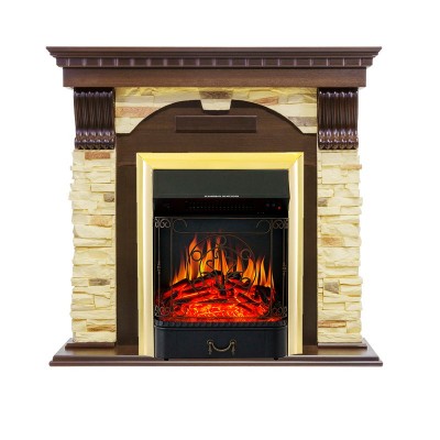 Каминокомплект Royal Flame Dublin - Темный дуб / Сланец с очагом Majestic FX Brass