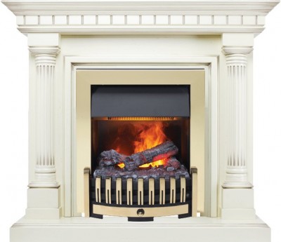 Каминокомплект Dimplex Dallas - Слоновая кость с патиной с очагом Danville Brass FB2