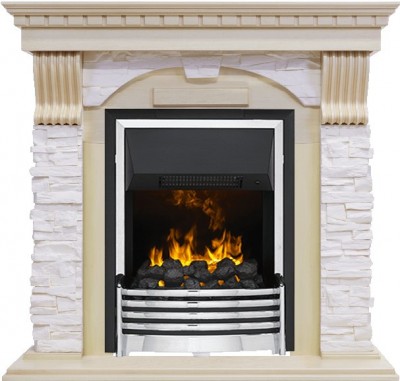 Каминокомплект Dimplex Dublin - Слоновая кость с патиной / Сланец крем с очагом Flagstaff