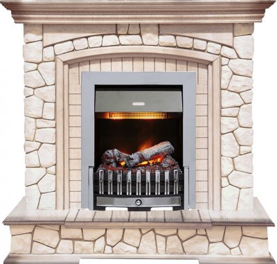 Каминокомплект Dimplex Preston - Белый/Слоновая кость с патиной с очагом Danville Chrome FB2