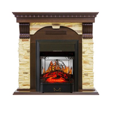 Каминокомплект Royal Flame Dublin - Темный дуб / Сланец с очагом Majestic FX M Black