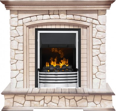 Каминокомплект Dimplex Preston - Белый/Слоновая кость с патиной с очагом Flagstaff