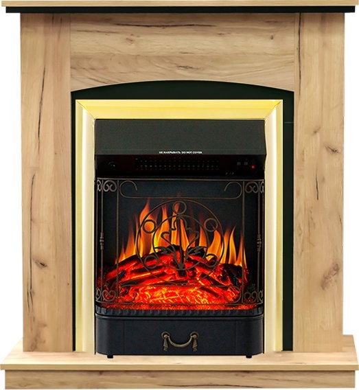 Каминокомплект Royal Flame Barcelona (разборный) - Дуб золотой с очагом Majestic FX Brass