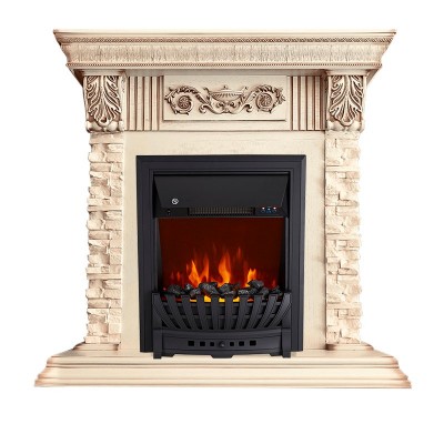Каминокомплект Royal Flame Luxemburg (каменный) - Сланец/Cлоновая кость с патиной очаг Aspen Black