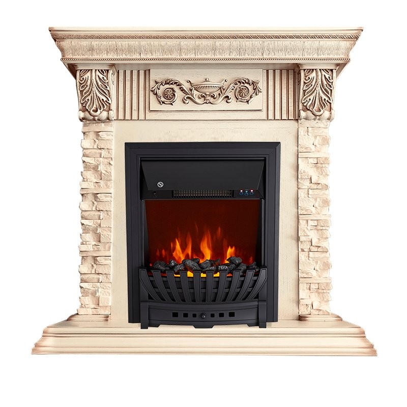 Каминокомплект Royal Flame Luxemburg (каменный) - Сланец/Cлоновая кость с патиной очаг Aspen Black