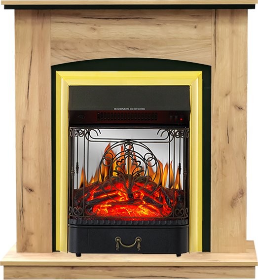 Каминокомплект Royal Flame Barcelona (разборный) - Дуб золотой с очагом Majestic FX M Brass