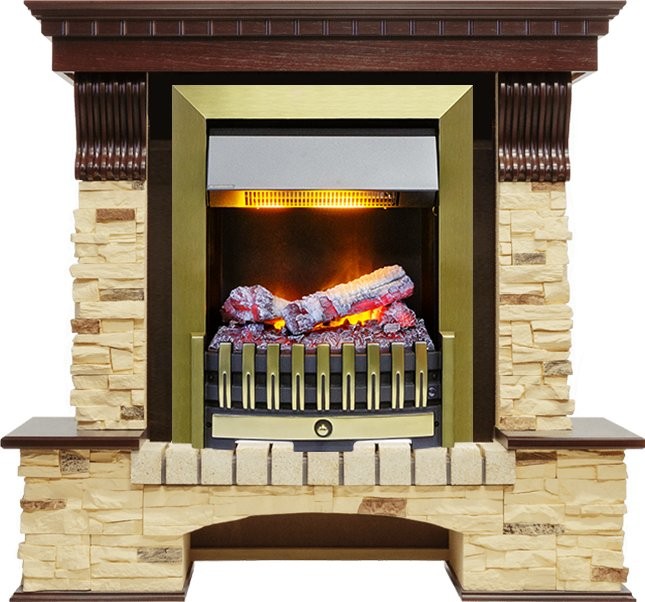 Каминокомплект Dimplex Pierre Luxe - Темный дуб / Сланец с очагом Danville Antique Brass FB2