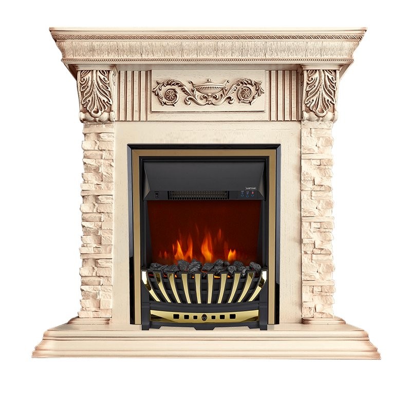 Каминокомплект Royal Flame Luxemburg (каменный) - Сланец/Cлоновая кость с патиной очаг Aspen Gold