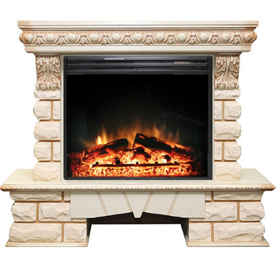 Портал Royal Flame Pierre Luxe LORD - Слоновая кость / Белый