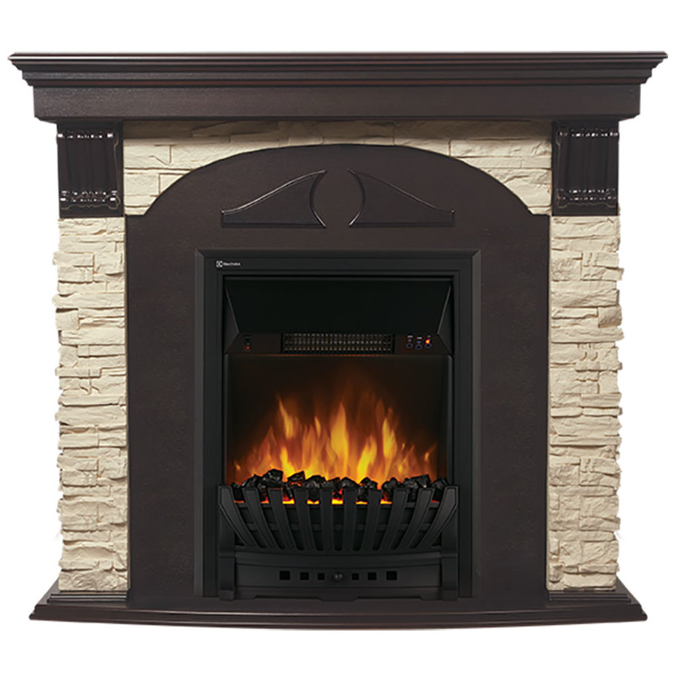 Electrolux Torre Classic камень слоновая кость, шпон темный дуб с очагом EFP/P-1020LS