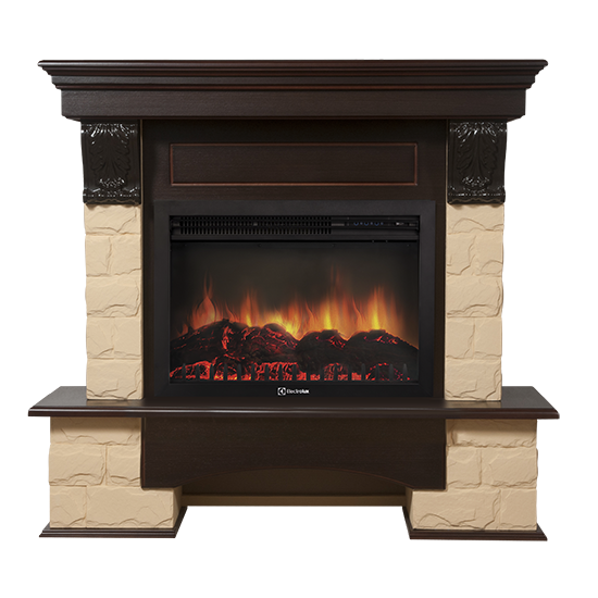 Портал Firelight Forte 25S камень бежевый, темный дуб