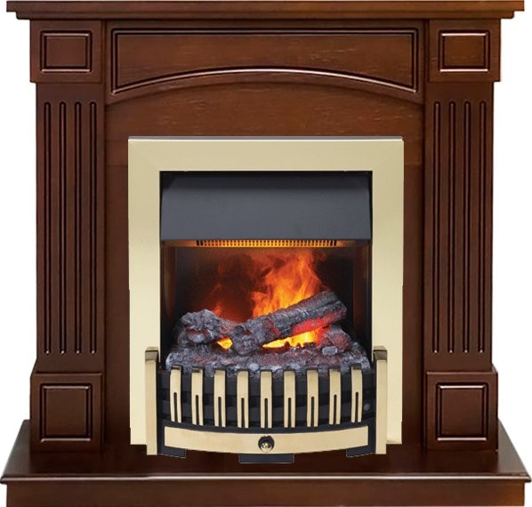 Каминокомплект Dimplex Boston - Темный дуб (Высота 925см) с очагом Danville Brass FB2