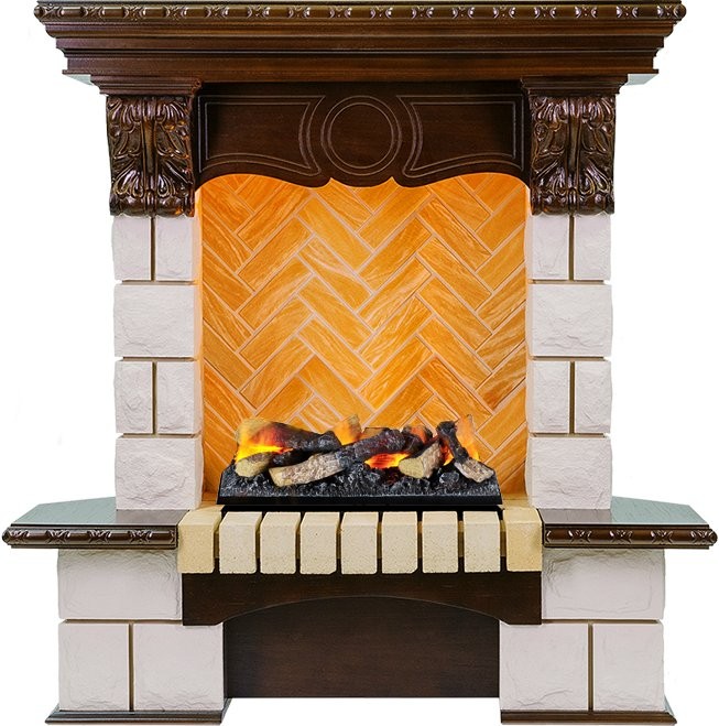 Каминокомплект Dimplex Pierre Luxe угловой - Темный дуб / Шампань 975мм с Cassette 400 LNH-INT дрова