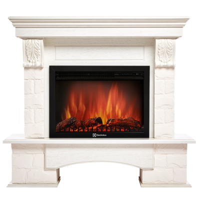 Портал Firelight Forte 25S камень белый, беленый дуб