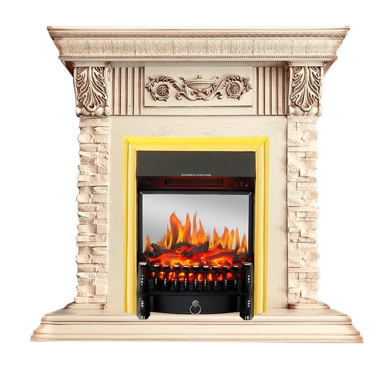 Каминокомплект Royal Flame Luxemburg (каменный) - Сланец/Cлоновая кость патина очаг Fobos FX M Brass