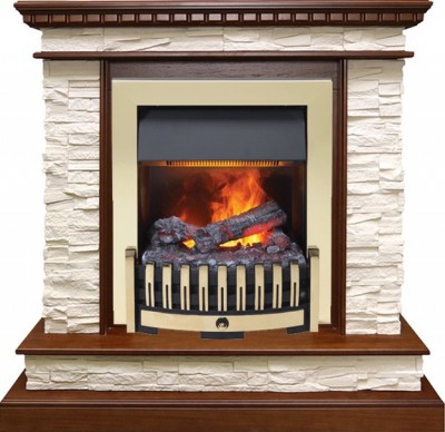 Каминокомплект Dimplex Calgary - Дуб / Сланец белый с очагом Danville Brass FB2