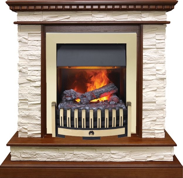 Каминокомплект Dimplex Calgary - Дуб / Сланец белый с очагом Danville Brass FB2