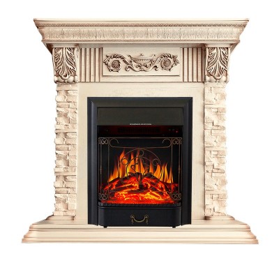 Каминокомплект Royal Flame Luxemburg (каменный) - Сланец/Cлоновая кость очаг Majestic FX Black